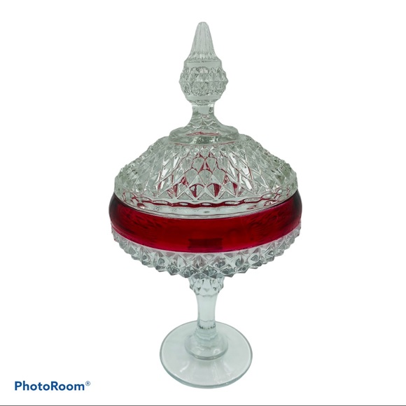 Indiana Glass Other - Vintage Indiana Glass Red Diamond Point Candy Dish